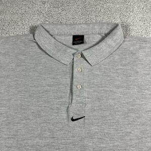 Nike Polo Shirt Men 2XL Gray Center Swoosh Embroidered Golf Logo Vintage 90s Y2K
